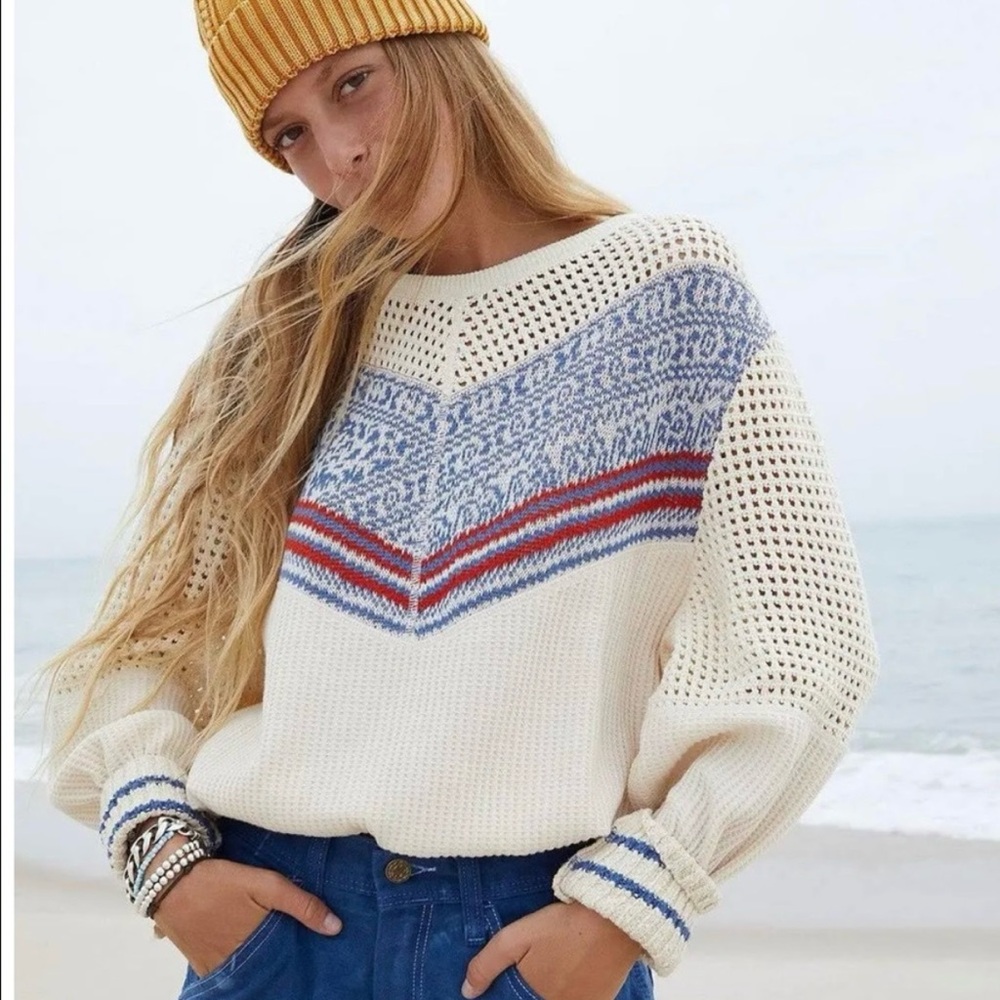 Free people ivory knit sweater size XS